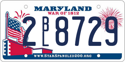 MD license plate 2BL8729