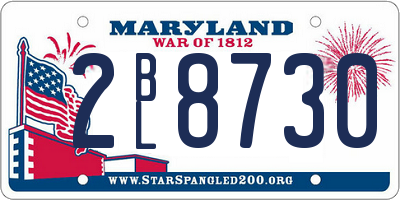 MD license plate 2BL8730