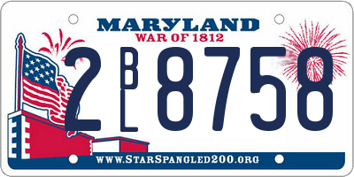 MD license plate 2BL8758