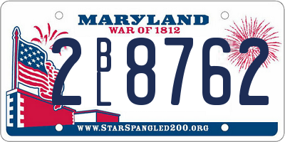 MD license plate 2BL8762