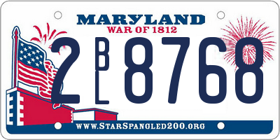 MD license plate 2BL8768