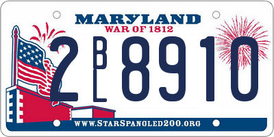 MD license plate 2BL8910