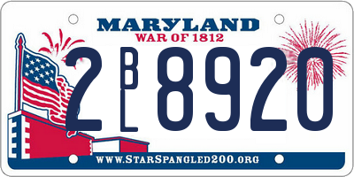 MD license plate 2BL8920