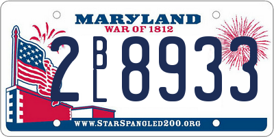 MD license plate 2BL8933