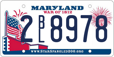 MD license plate 2BL8978