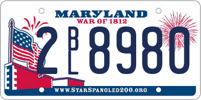 MD license plate 2BL8980
