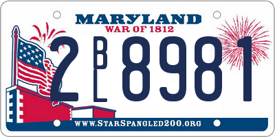 MD license plate 2BL8981