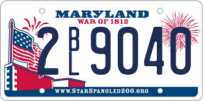 MD license plate 2BL9040