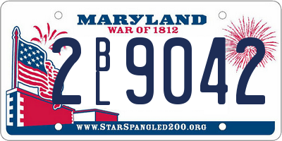 MD license plate 2BL9042
