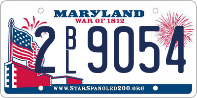 MD license plate 2BL9054