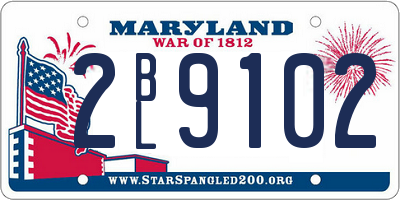 MD license plate 2BL9102
