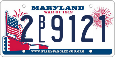 MD license plate 2BL9121