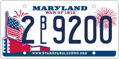 MD license plate 2BL9200
