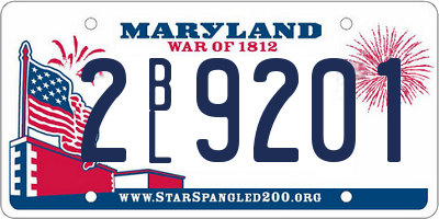 MD license plate 2BL9201