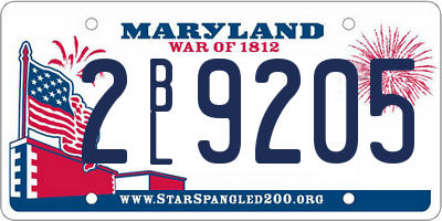 MD license plate 2BL9205
