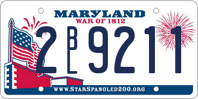MD license plate 2BL9211