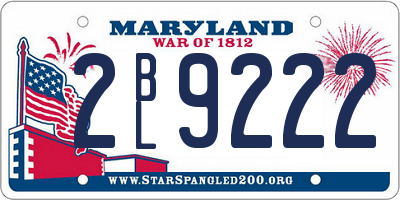 MD license plate 2BL9222