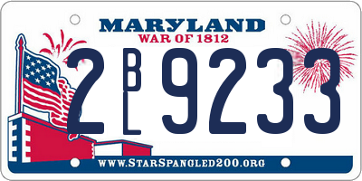 MD license plate 2BL9233