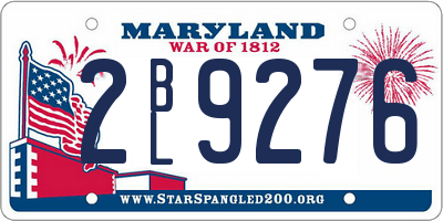 MD license plate 2BL9276