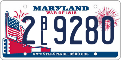 MD license plate 2BL9280