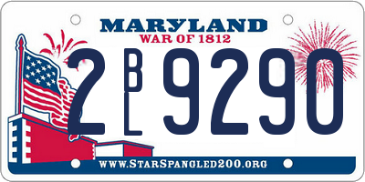 MD license plate 2BL9290