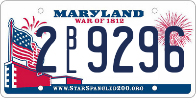 MD license plate 2BL9296