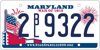 MD license plate 2BL9322