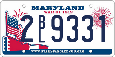 MD license plate 2BL9331
