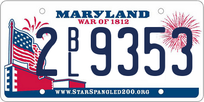 MD license plate 2BL9353