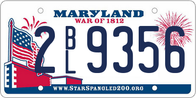 MD license plate 2BL9356