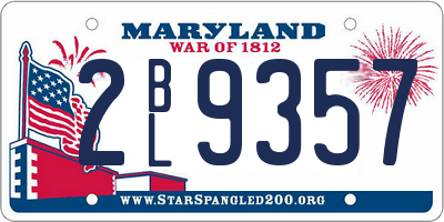 MD license plate 2BL9357