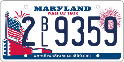 MD license plate 2BL9359