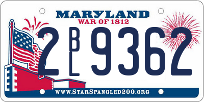 MD license plate 2BL9362