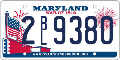 MD license plate 2BL9380