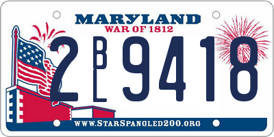 MD license plate 2BL9418