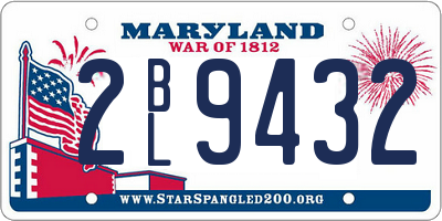 MD license plate 2BL9432