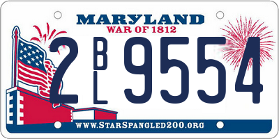 MD license plate 2BL9554