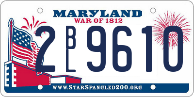 MD license plate 2BL9610