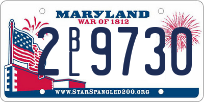 MD license plate 2BL9730