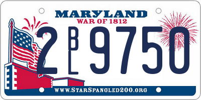MD license plate 2BL9750