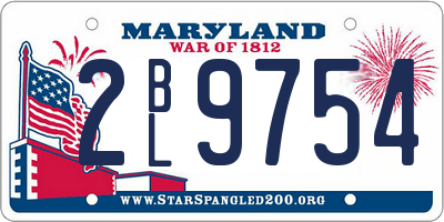 MD license plate 2BL9754