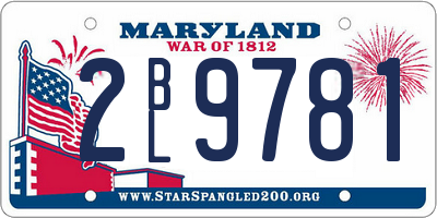 MD license plate 2BL9781