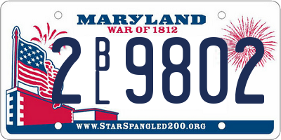 MD license plate 2BL9802