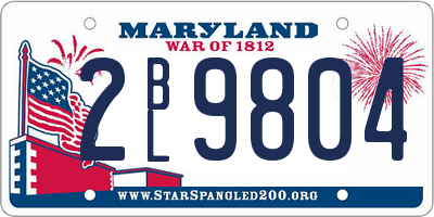 MD license plate 2BL9804
