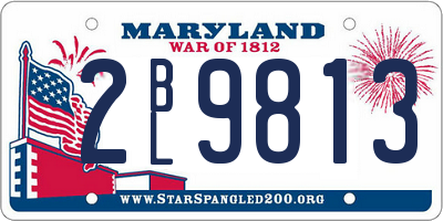 MD license plate 2BL9813