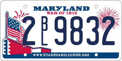 MD license plate 2BL9832