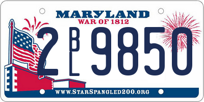 MD license plate 2BL9850