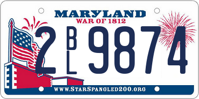 MD license plate 2BL9874