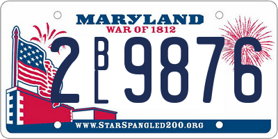 MD license plate 2BL9876