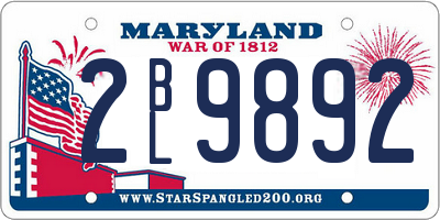 MD license plate 2BL9892
